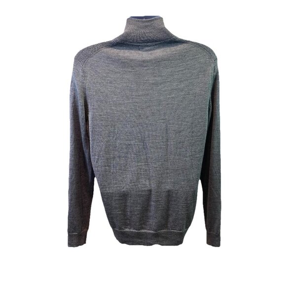 Calvin Klein Mens Sweater 1/4 Zip Gray Mock Neck Pullover Merino Wool Blend Sz L - Picture 3 of 9